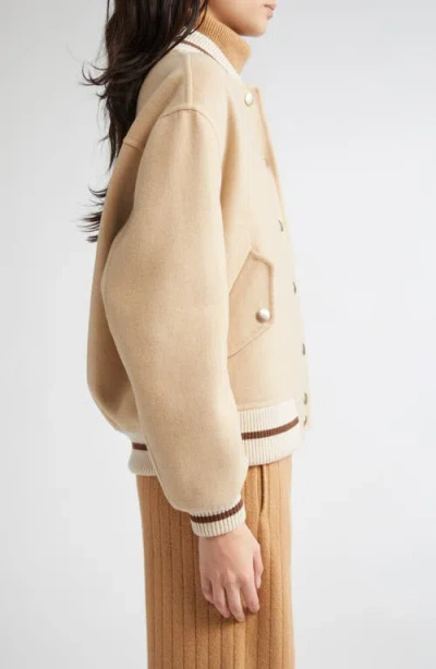 Eleventy Wool Varsity Jacket In Neutral
