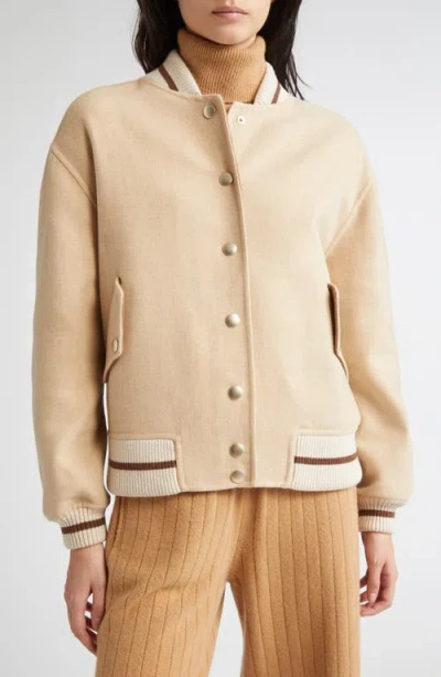 Eleventy Wool Varsity Jacket In Neutral