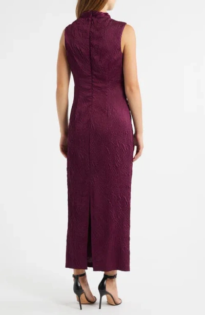 Vince Camuto Leaf Jacquard Cowl Neck Sheath Dress In Burgundy