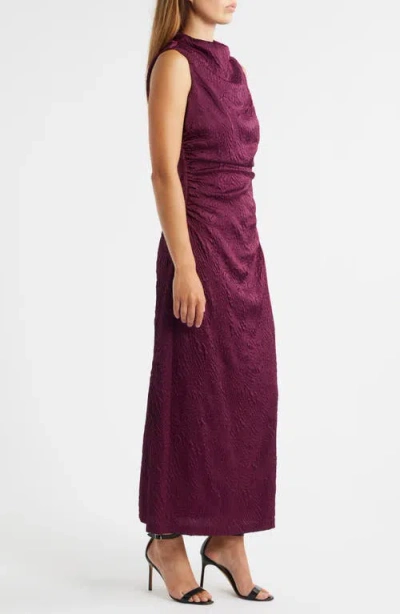 Vince Camuto Leaf Jacquard Cowl Neck Sheath Dress In Burgundy