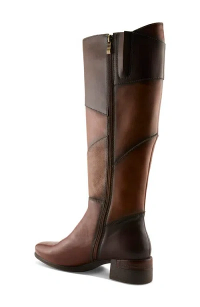Spring Step Patchwork Knee High Boot In Brown