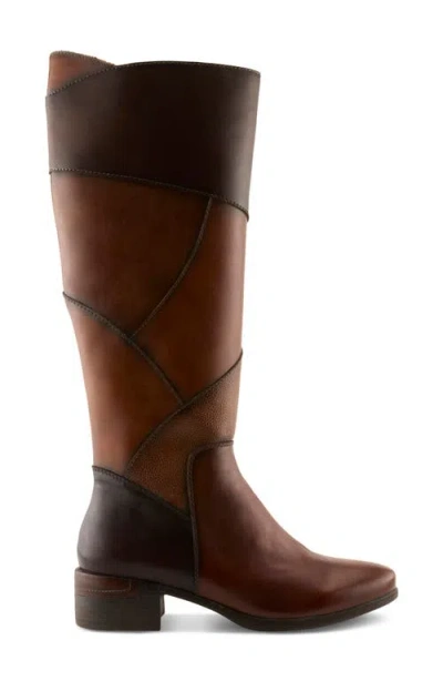 Spring Step Patchwork Knee High Boot In Brown