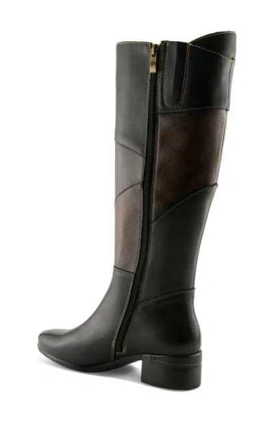 Spring Step Patchwork Knee High Boot In Black