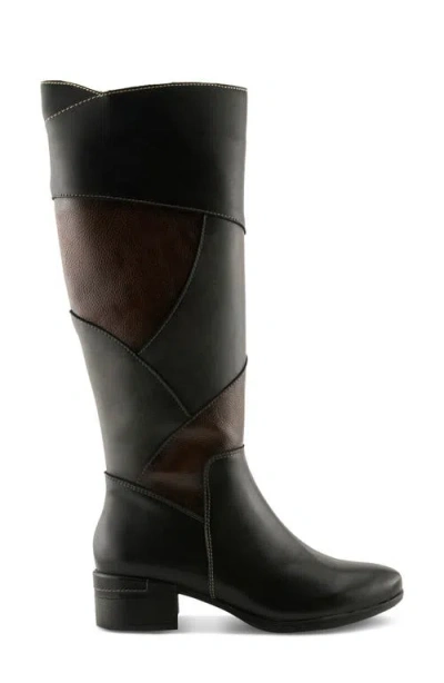 Spring Step Patchwork Knee High Boot In Black