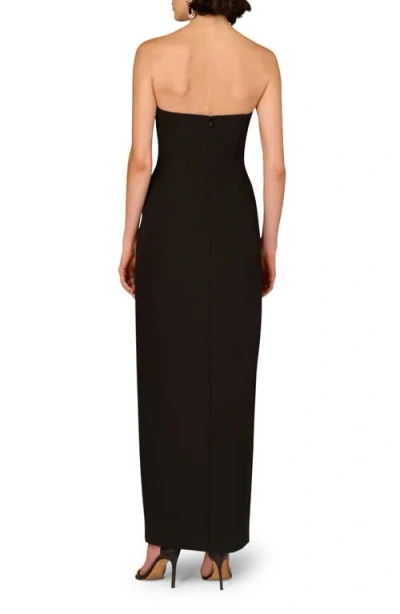 Aidan Mattox By Adrianna Papell Bead Detail Stretch Crepe Column Gown In Black