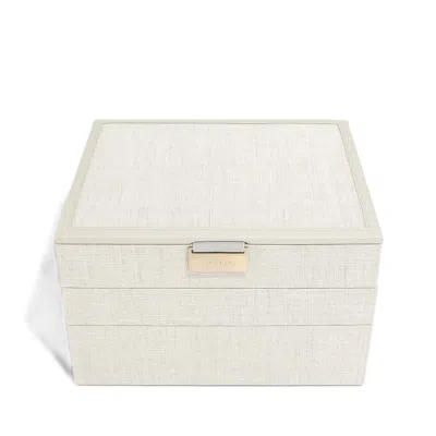 Stackers Women's Neutrals  Classic Linen Jewellery Box Set Of Three In Black