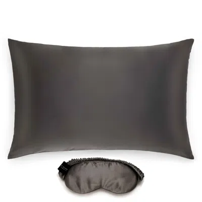 Silk Works Grey Mulberry Silk Pillowcase & Eye Mask Set In Gray