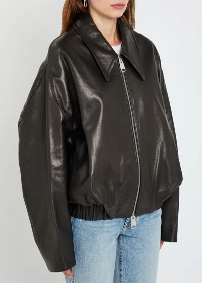 Khaite Odin Zip-front Leather Jacket In Black