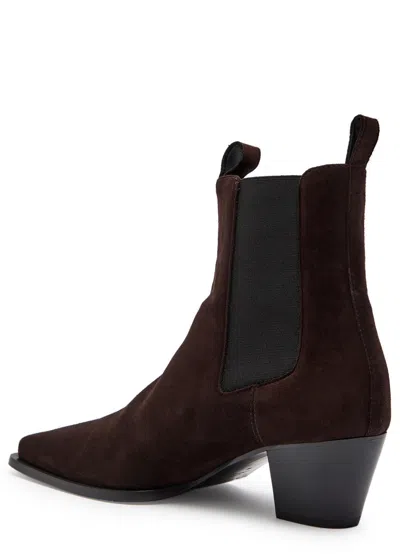 Totême Toteme 80mm Suede Boots With Pointed Toe In Brown
