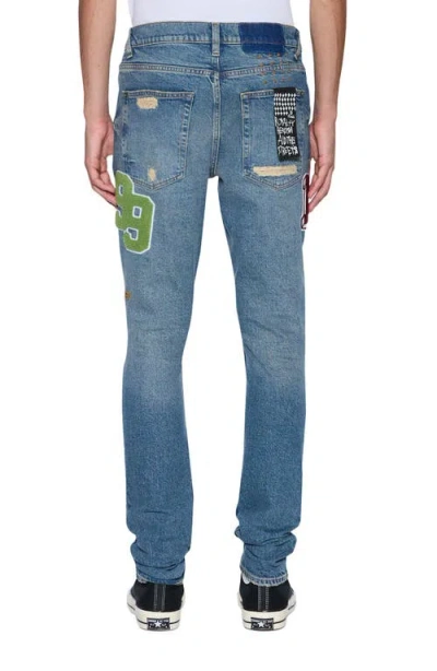 Ksubi Van Winkle Rodeo Patched Skinny Fit Jeans In Denim In Blue