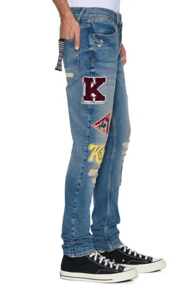 Ksubi Van Winkle Rodeo Patched Skinny Fit Jeans In Denim In Blue