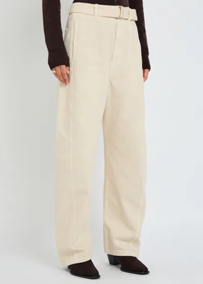 Lemaire Pants With "twisted" Belt In Neutral