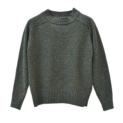 Oubas Women's Green Donegal Merino Wool Sweater In Forest In Green