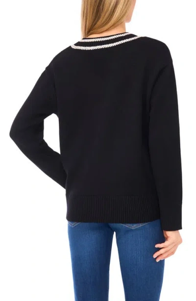 Halogenr Halogen(r) Contrast V-neck Sweater In Black