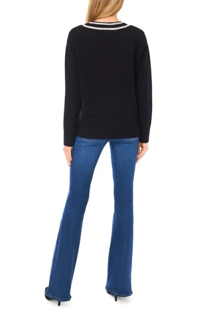 Halogenr Halogen(r) Contrast V-neck Sweater In Black