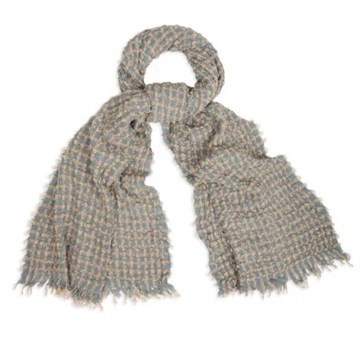 Saachi Crinkle Plaid Scarf In Gray