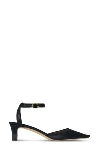 The Row Carla Square Toe Velvet Ankle Strap Sandal In Black