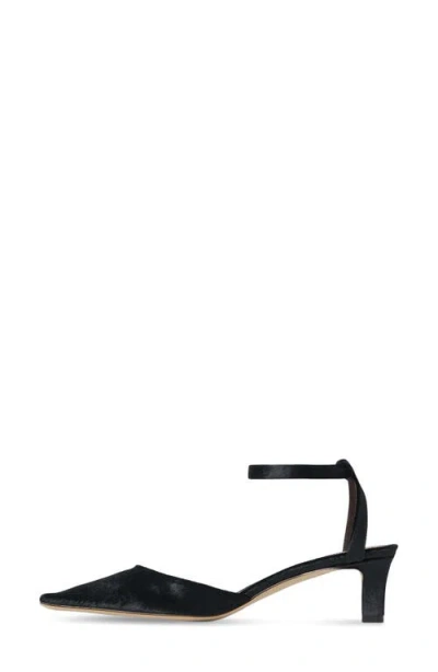 The Row Carla Square Toe Velvet Ankle Strap Sandal In Black