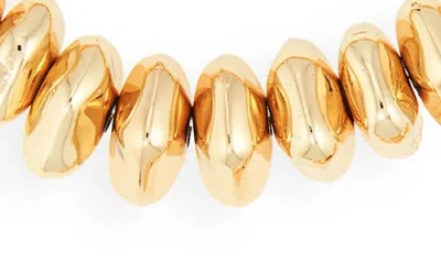 Open Edit Set Of 2 Pebble & Disc Beaded Stretch Bracelets In Gold