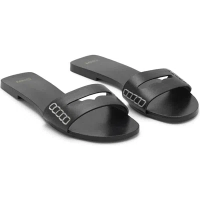 Mango Leather Sticth Detail Cut Out Sandals In Multi