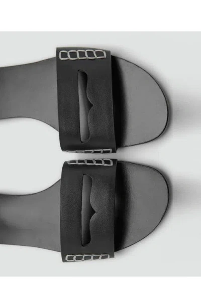 Mango Leather Sticth Detail Cut Out Sandals In Multi