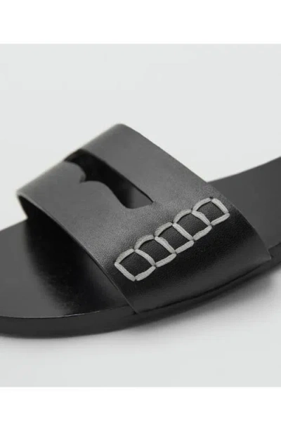 Mango Leather Sticth Detail Cut Out Sandals In Multi
