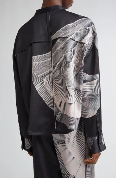 Jason Wu Collection Oversize Dancing Pleat Print Satin Popover Shirt In Multi