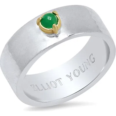 Elliot Young "liquid Metal" Wide Band Claw Ring In Green