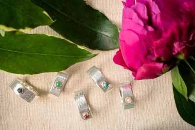 Elliot Young "liquid Metal" Wide Band Claw Ring In Green