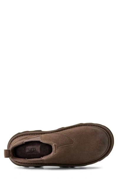 Ugg Chunky Sole Round Toe Boots With Pull Tab In Brown