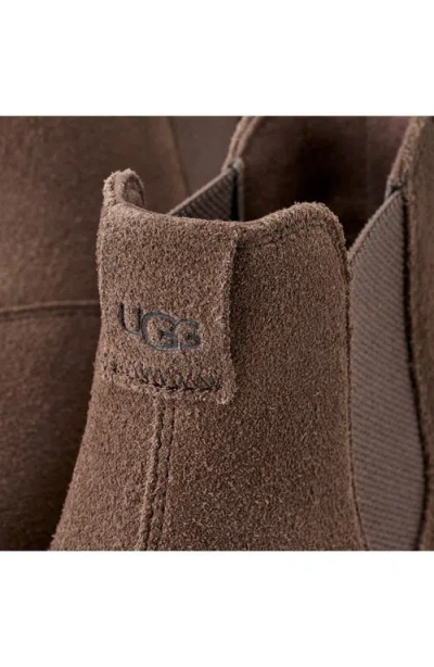 Ugg Chunky Sole Round Toe Boots With Pull Tab In Brown