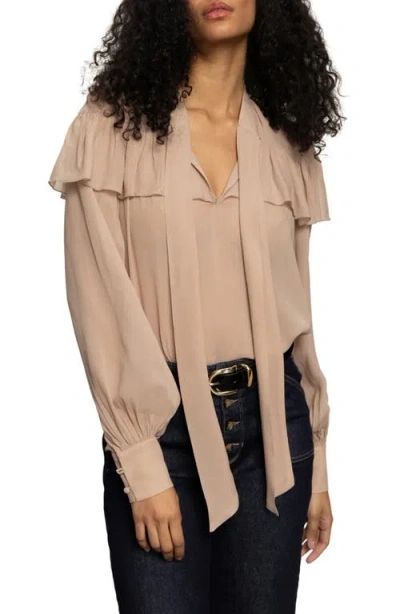 Sanctuary Fade Into You Ruffle Blouse In Brown