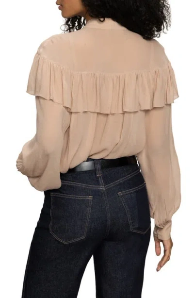 Sanctuary Fade Into You Ruffle Blouse In Brown