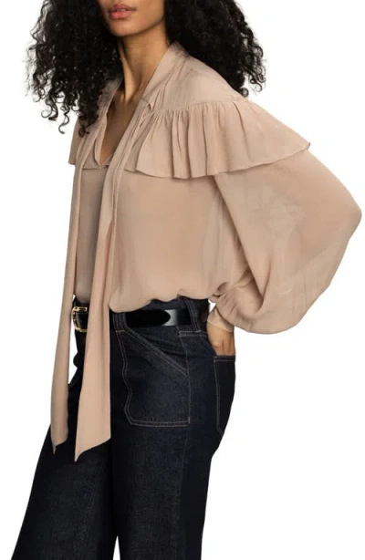 Sanctuary Fade Into You Ruffle Blouse In Brown