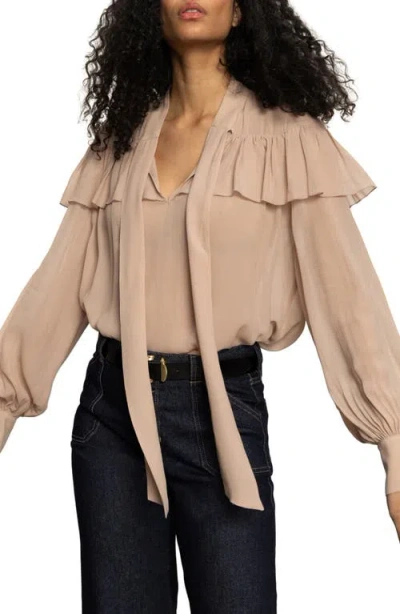Sanctuary Fade Into You Ruffle Blouse In Brown
