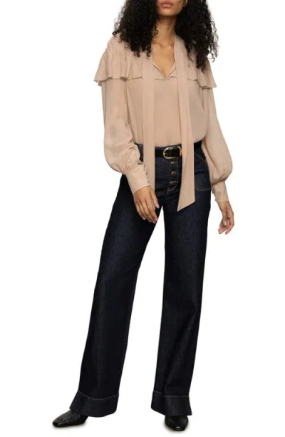 Sanctuary Fade Into You Ruffle Blouse In Brown