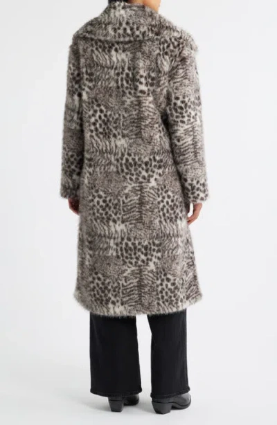 Bernardo Abstract Leopard Faux Fur Coat In Multi