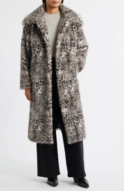 Bernardo Abstract Leopard Faux Fur Coat In Multi