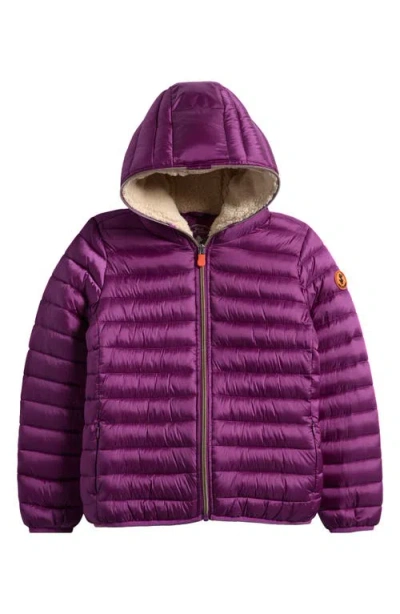 Save The Duck Kids' Iris Shiny Puffer Jacket In Purple