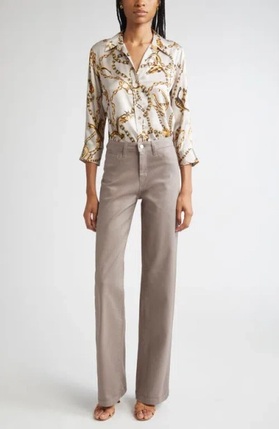 L'agence Dani Chain Print Silk Button-up Shirt In Animal Print