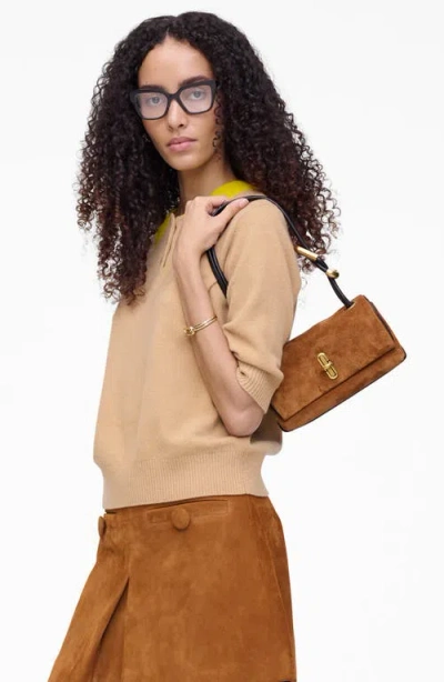 Marc Jacobs Caramel Suede The Quilted Mini Dual Shoulder Bag In Brown