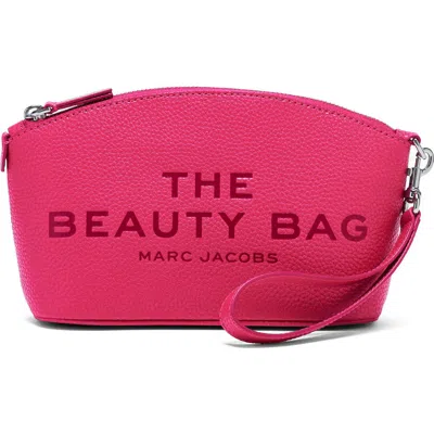 Marc Jacobs Embossed Logo Leather Cosmetic Bag In Pink