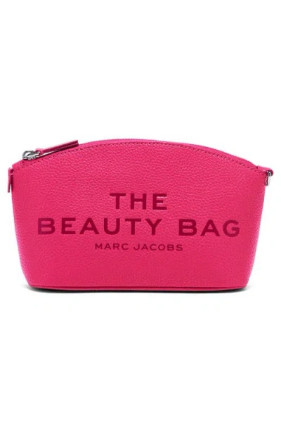 Marc Jacobs Embossed Logo Leather Cosmetic Bag In Pink