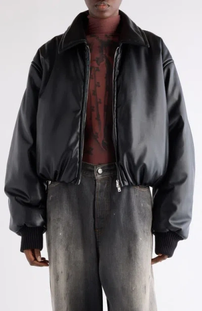 Acne Studios Faux Leather Bomber Jacket Black In Black