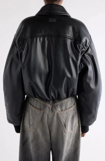 Acne Studios Faux Leather Bomber Jacket Black In Black
