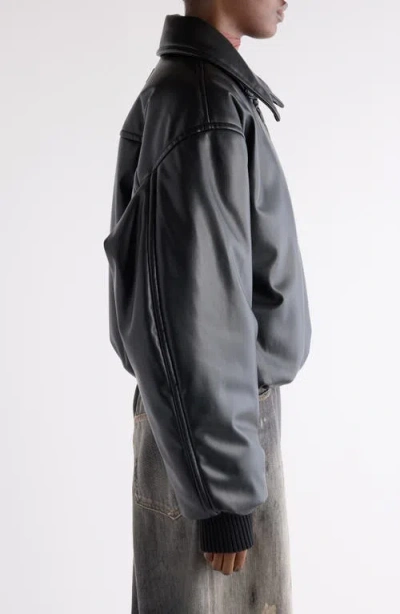Acne Studios Faux Leather Bomber Jacket Black In Black