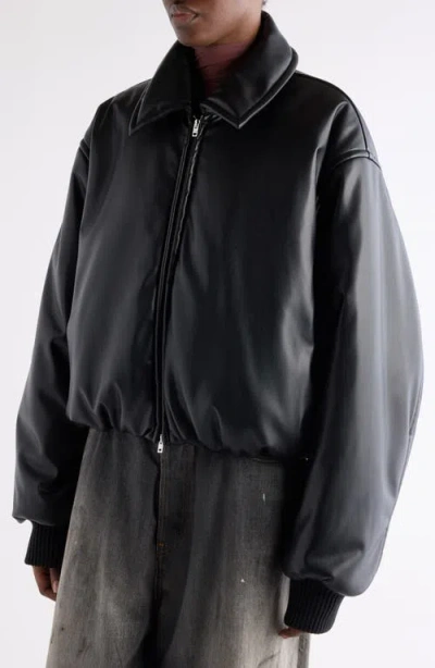 Acne Studios Faux Leather Bomber Jacket Black In Black