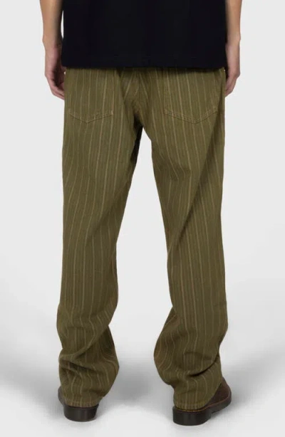 Pleasures Railroad Stripe Work Pants In Green