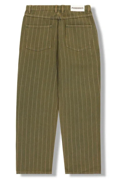 Pleasures Railroad Stripe Work Pants In Green