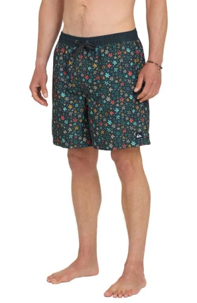 Quiksilver Men's Everyday Volley Ditsy Floral Swim Shorts In Green